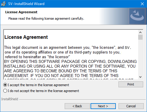License Agreement step