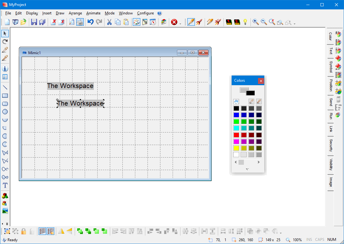 Workspace with toolbars