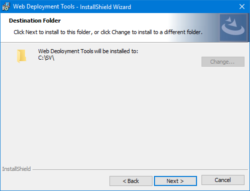 Web Deployment Tools destination folder