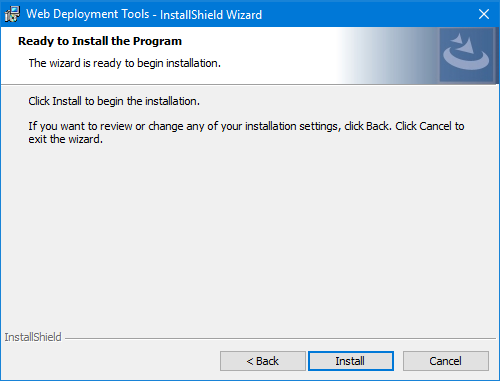Ready to install Web Deployment Tools